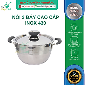 Nồi 3 đáy inox 430 Thân Cool Fivestar Standard quai silicon chống nóng (16cm)