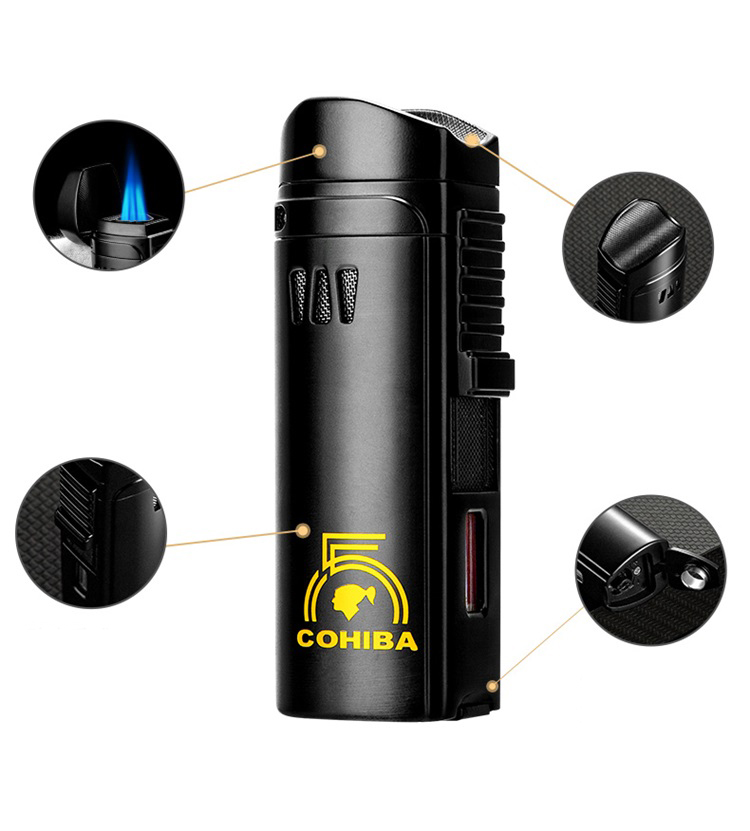 Vỏ Hột Quẹt Bật Lửa Khò 3 Tia H179A Có Đục Kiêm Giá Đỡ - Nhiều Màu