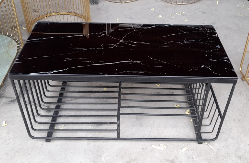Bàn trà kim loại mặt kính Juno Sofa 50 x 100x 45 cm