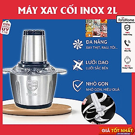 Máy Xay Thịt Đa Năng Cối INOX 304 2L Công Suất 250W, 4 Lưỡi Dao Xay Thịt Cá, Rau Củ, Xay Sinh Tố