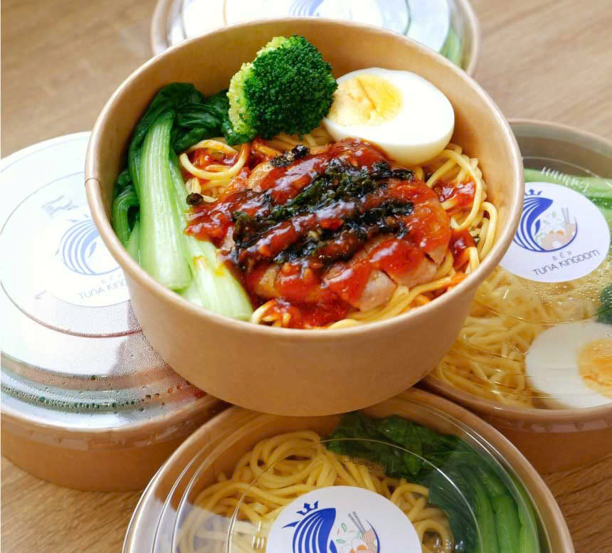 Tô giấy Kraft Salad nâu 750ml đựng thức ăn, salad, bánh bông lan có NẮP PET (PP) chịu nhiệt (set 50 cái)