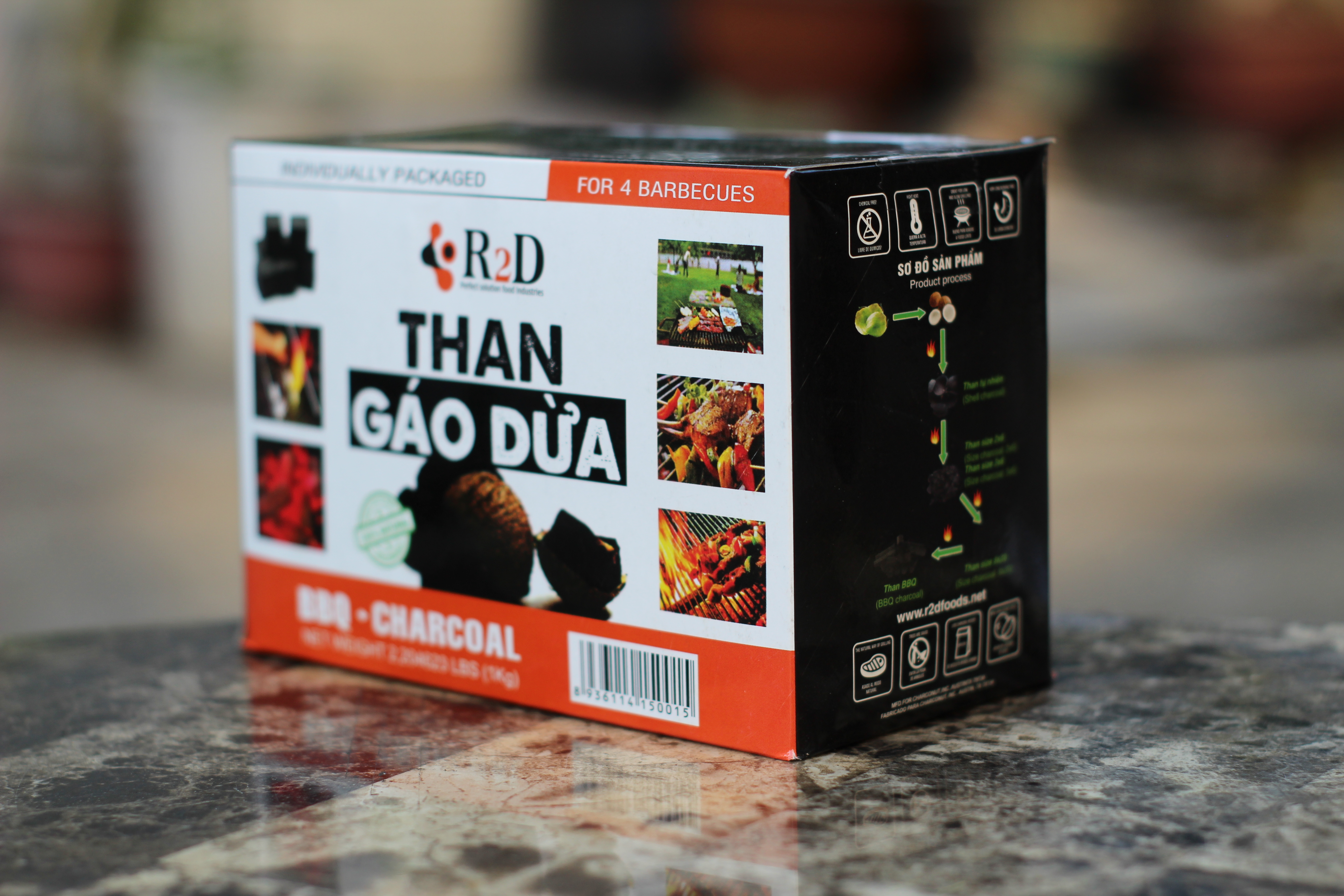 Combo 3 hộp than không khói làm từ Gáo dừa chính hãng R2D dùng cho tiệc nướng BBQ (tổng 7 kg than) an toàn cho sức khoẻ