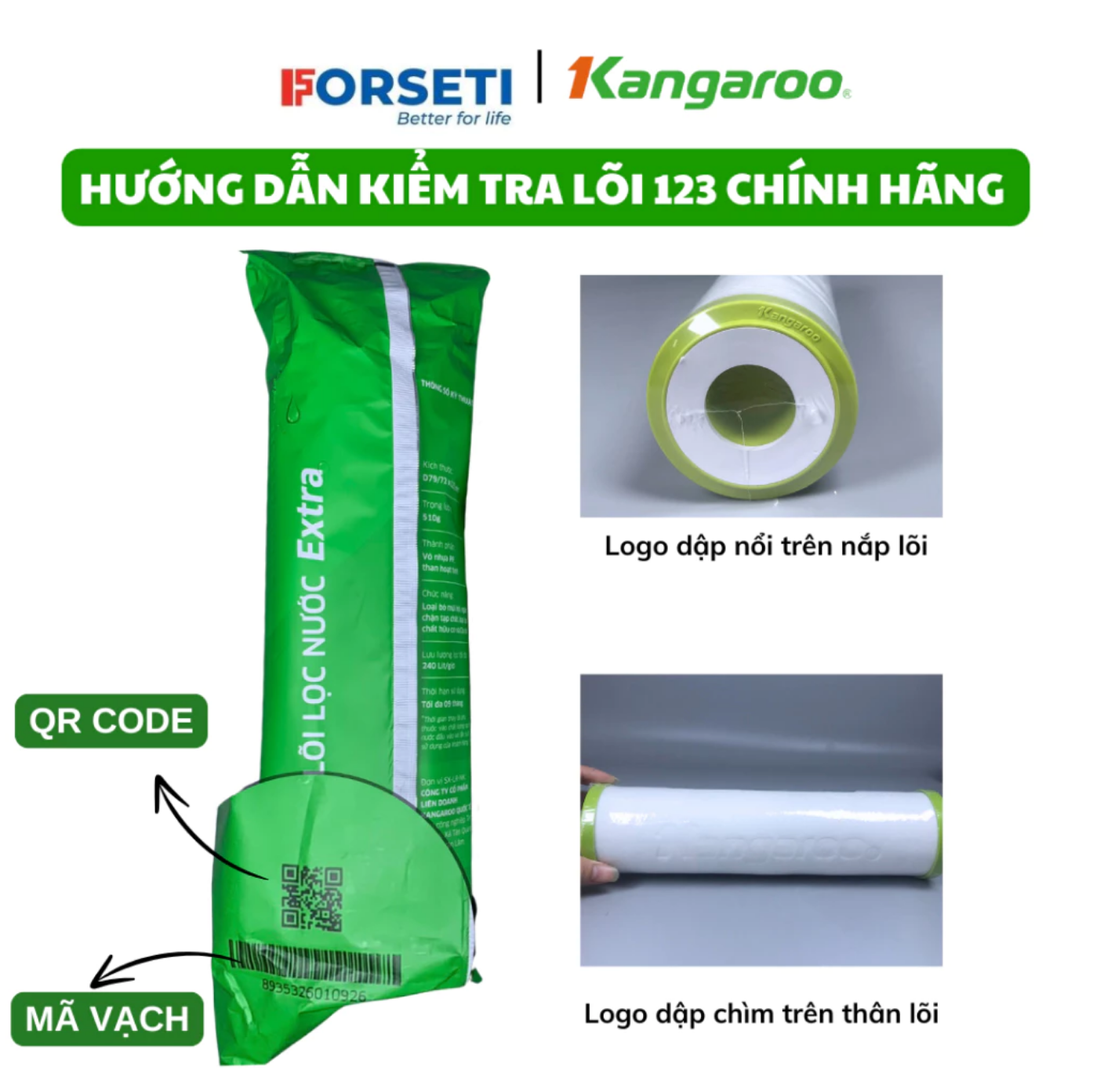 Lõi Lọc số 3 Kangaroo 1 Micron - Hàng Chính Hãng