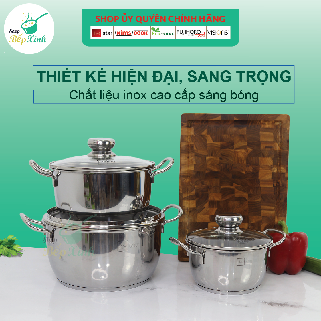 Bộ nồi xửng cao cấp Fivestar 4 món 3 đáy từ , nắp kính ( tặng 1 sạn inox )