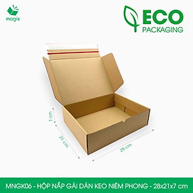 MNGK06 - 28x21x7cm - COMBO 20 HỘP CARTON NẮP GÀI HÔNG CÓ KEO NIÊM PHONG - THÙNG HỘP CARTON ĐÓNG HÀNG