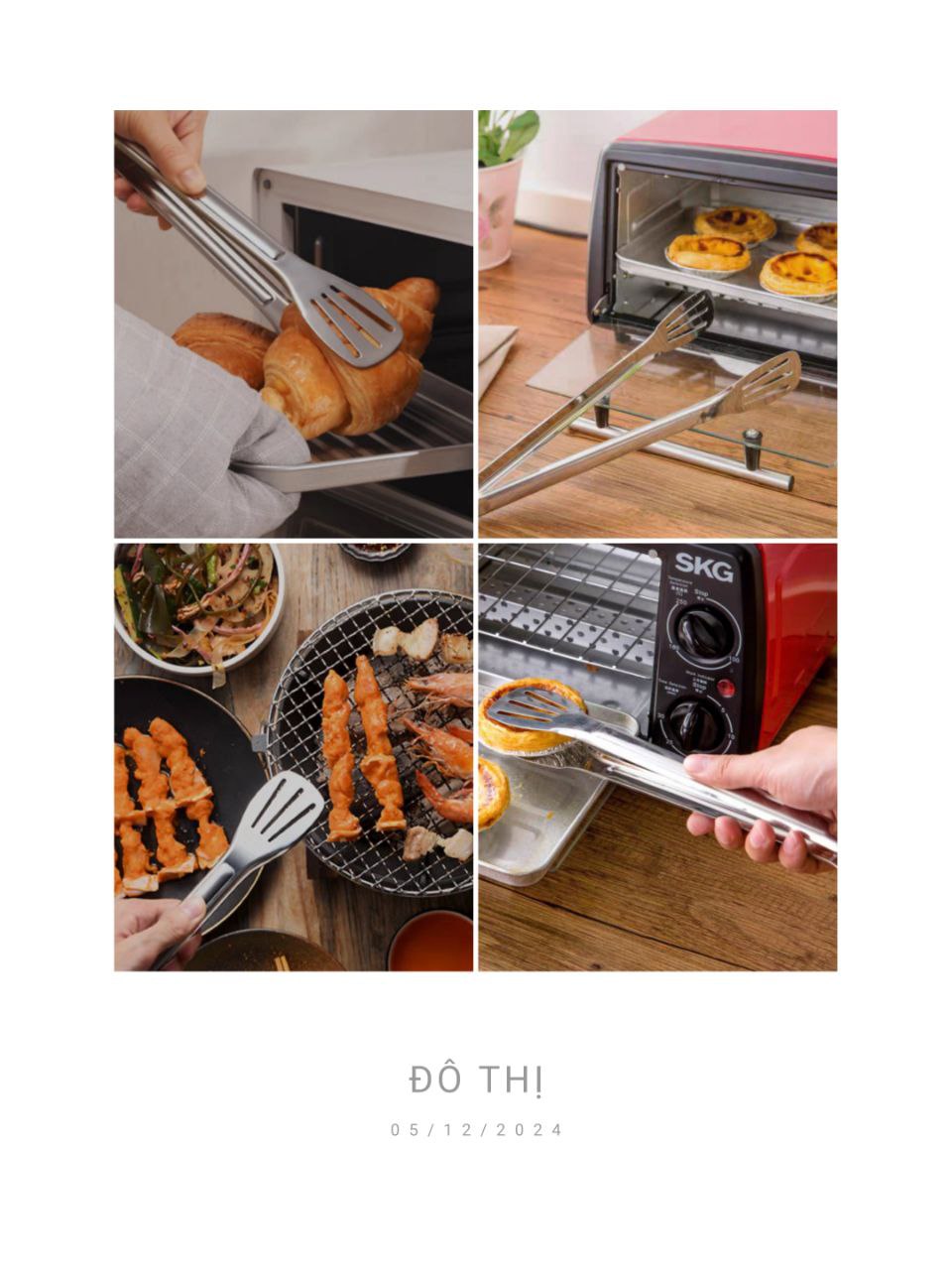 Kẹp Gắp Hàn Quốc Inox Có Khe Thoát Dầu Size Dài 23cm & 28cm