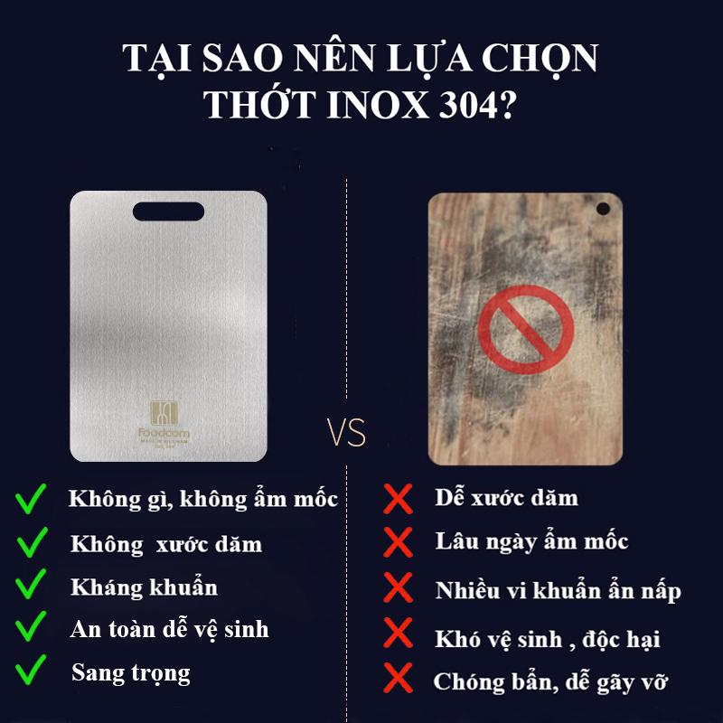 Thớt Inox 304 Cao Cấp KHông Gỉ- Size 33,5x23cm , Kháng Khuẩn, Chống Ẩm Mốc, Thớt Nhà Bếp- Hàng Loại 1. Chính Hãng