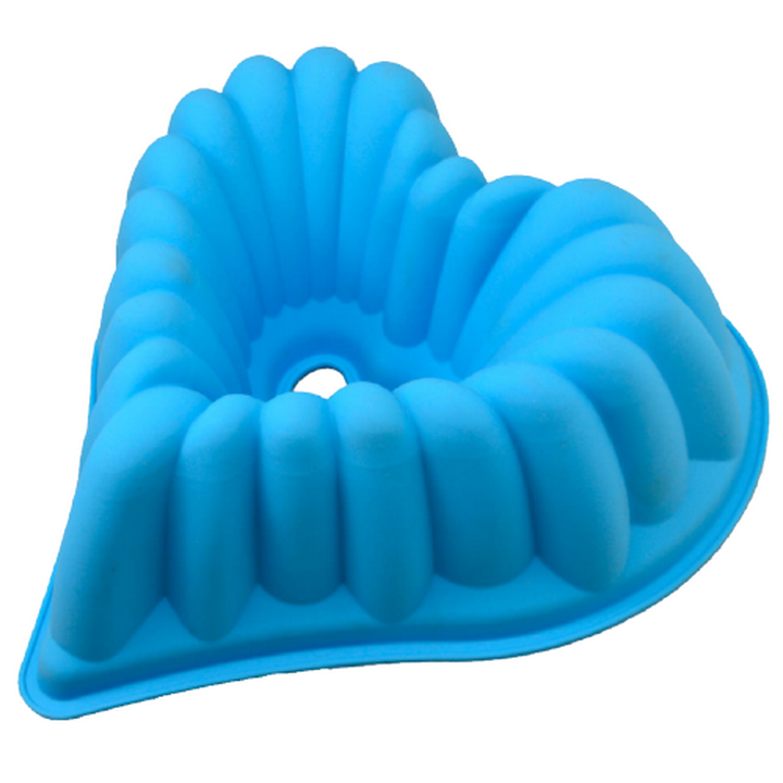 Khuôn silicon làm đế bánh, rau câu hình tim gợn sóng có lõi - Loại 30 cm - Mã số 1189