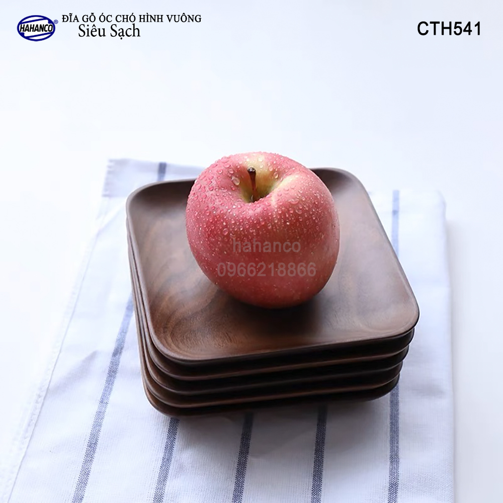 Đĩa vuông gỗ Óc Chó nhập khẩu Mỹ nguyên khối - hàng Xuất Khẩu Châu Âu - CTH541 - đựng đồ ăn/trang trí - đĩa bánh mì/trái cây/ bít tết/ pizza/ phụ kiện chụp ảnh, bày món ăn trong nhà hàng - Sang trọng trên bàn ăn