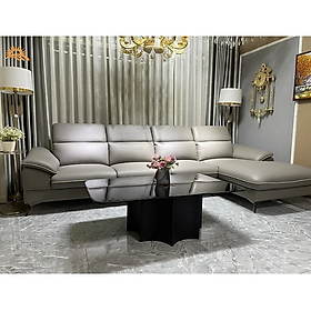 Sofa góc L da bò Italy Tundo 4 chỗ ngồi màu nâu cam SFLCT04 3m3 x 1m6 hàng cao cấp chuẩn da bò nhập khẩu Ý