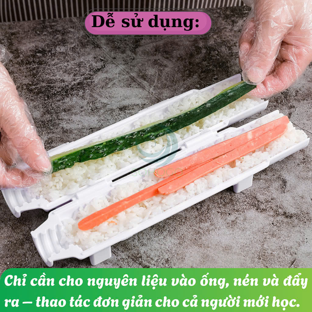 Combo Khuôn Cuộn Sushi Ống Tròn & Mành Tre Truyền Thống Bộ Dụng Cụ Làm Sushi Chuyên Nghiệp - Ống Cuộn & Mành Cuộn Ống Cuốn Sushi Cầm Tay Kèm Mành Tre Nhật Bản