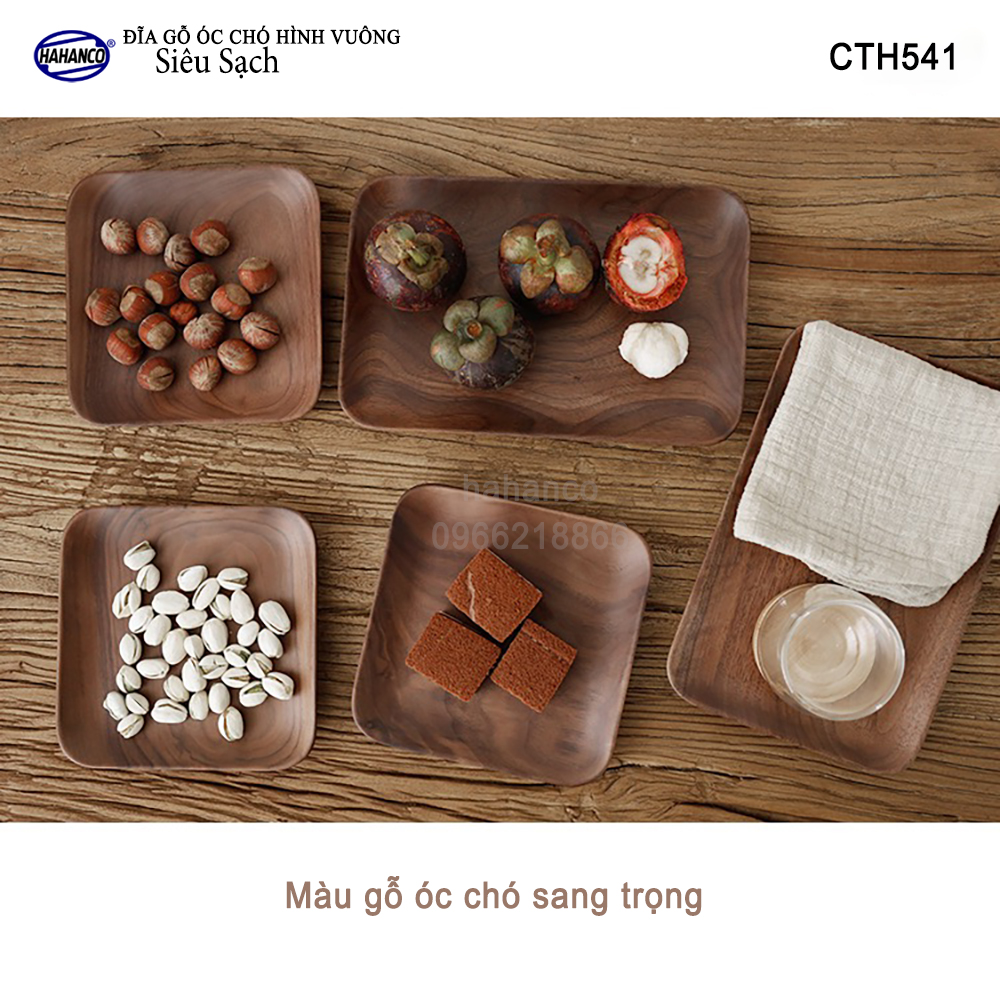 Đĩa vuông gỗ Óc Chó nhập khẩu Mỹ nguyên khối - hàng Xuất Khẩu Châu Âu - CTH541 - đựng đồ ăn/trang trí - đĩa bánh mì/trái cây/ bít tết/ pizza/ phụ kiện chụp ảnh, bày món ăn trong nhà hàng - Sang trọng trên bàn ăn