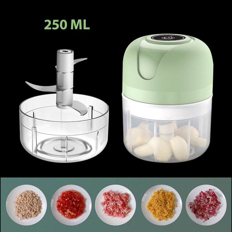 Máy xay tỏi, ớt, thịt mini cầm tay không dây dùng pin sạc