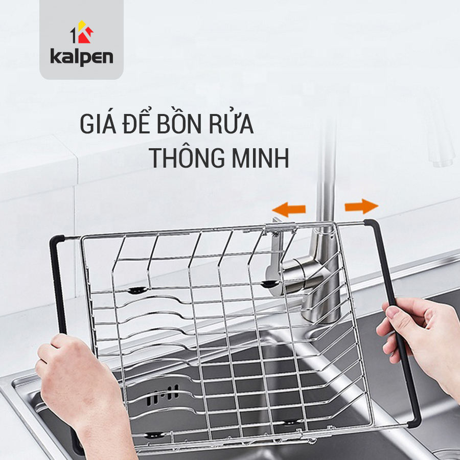 Rổ Gác Inox Trên Chậu Rửa Chén Thông Minh Có Thể Điều Chỉnh Kích Thước (Kalpen KBRK33) - Hàng Chính Hãng