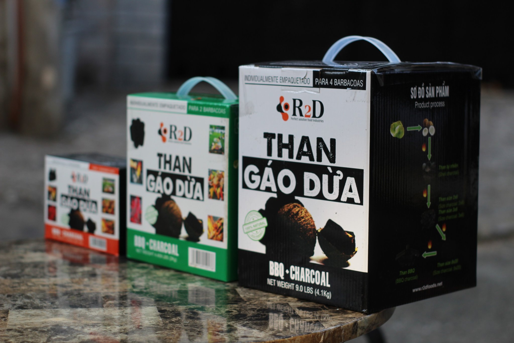 Combo 3 hộp than không khói làm từ Gáo dừa chính hãng R2D dùng cho tiệc nướng BBQ (tổng 7 kg than) an toàn cho sức khoẻ