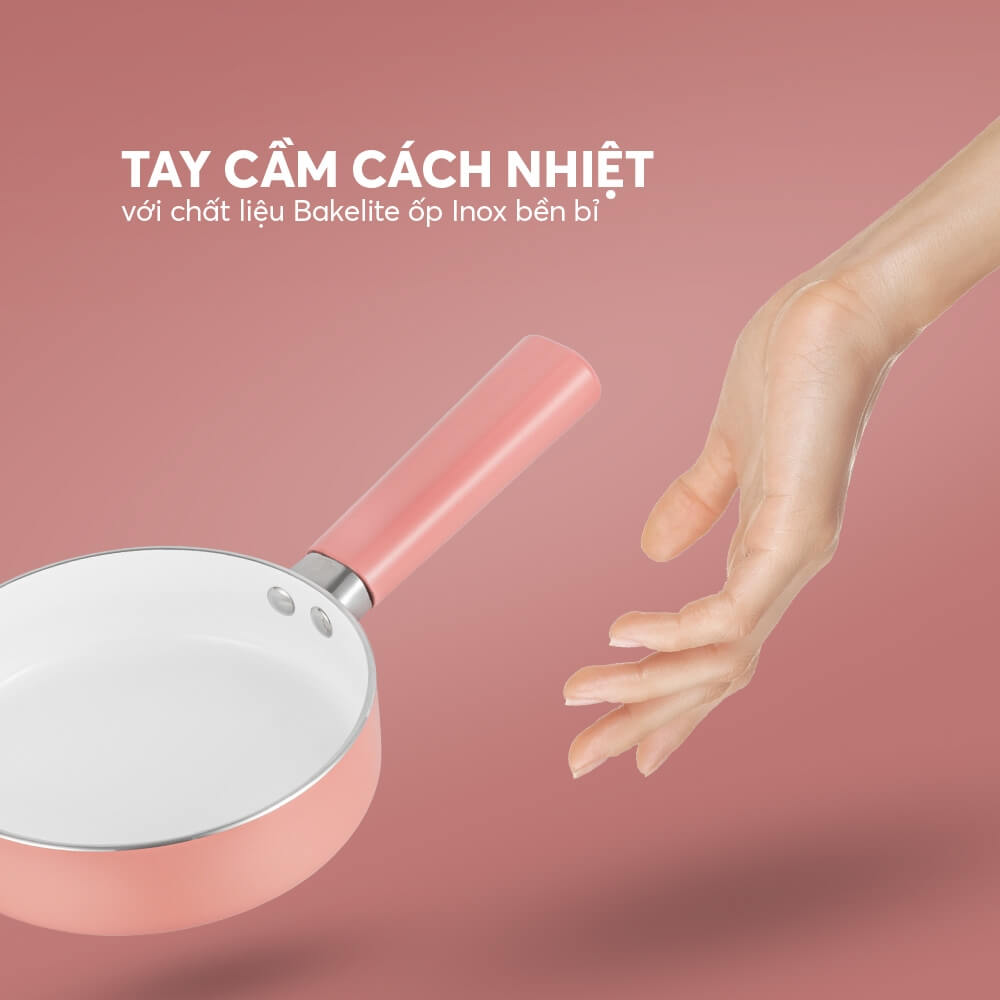 Chảo nhôm chống dính an toàn Elmich Baby EL 5936AP, EL-5935AP, EL-5940YA (16-18cm), dùng cho mọi loại bếp - Hàng chính hãng