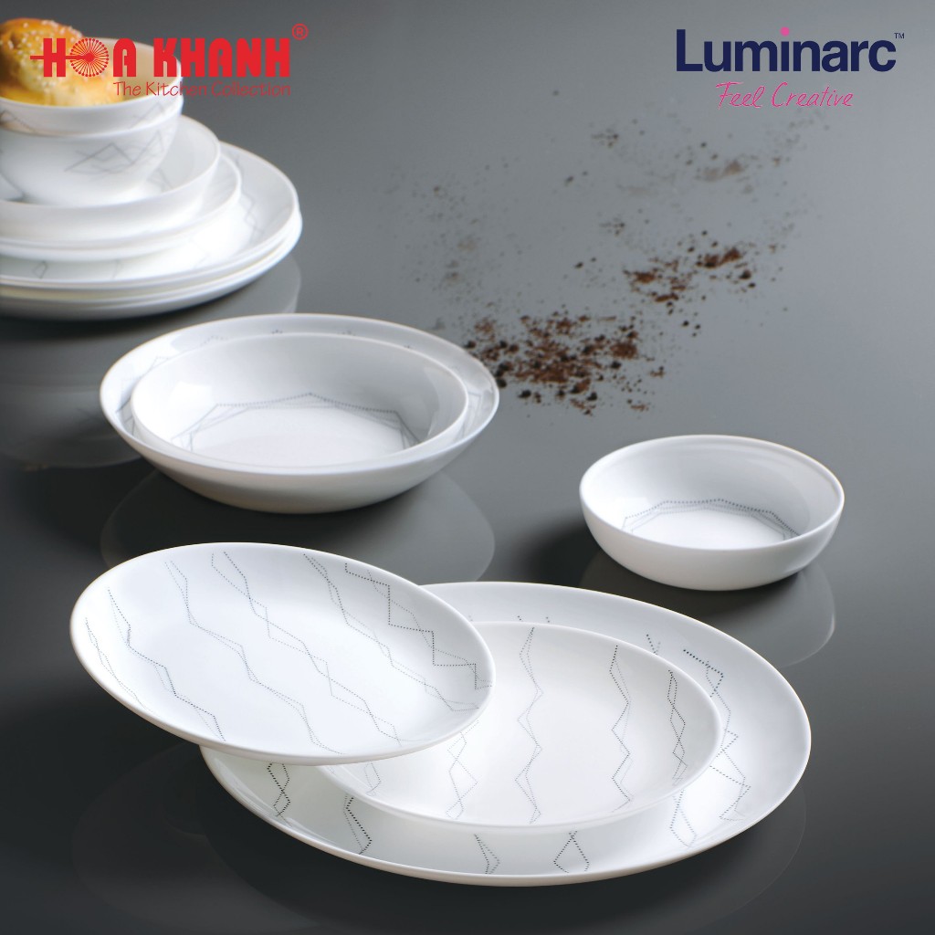 Tô Thủy Tinh Luminarc Marble 21cm đựng thức ăn, cường lực, kháng vỡ - Bộ 3 cái - P3757