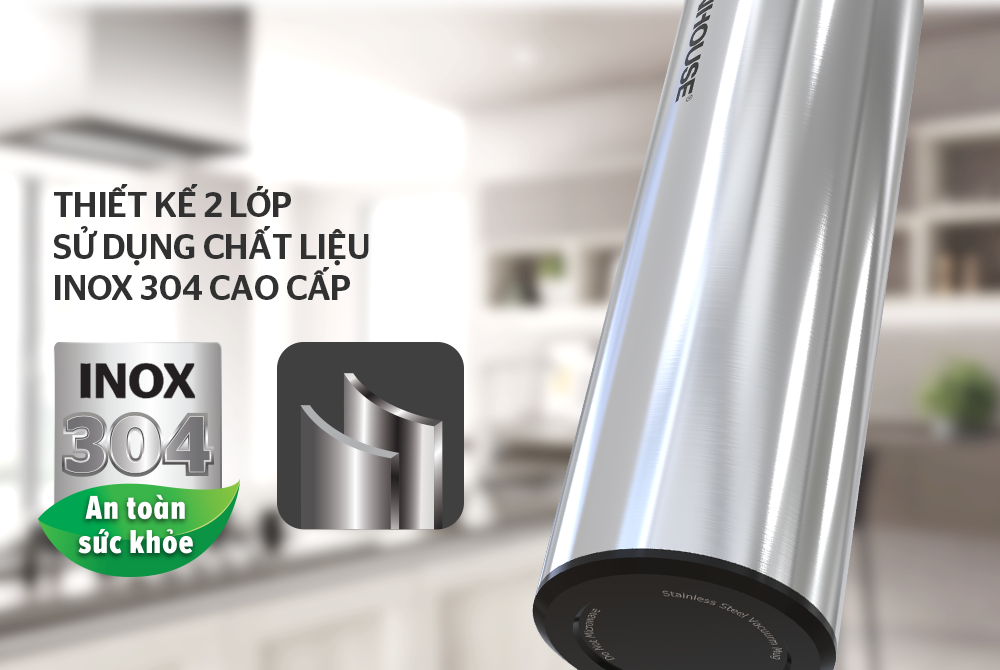 Bình giữ nhiệt inox 304 Sunhouse 450ml KS-TU450I