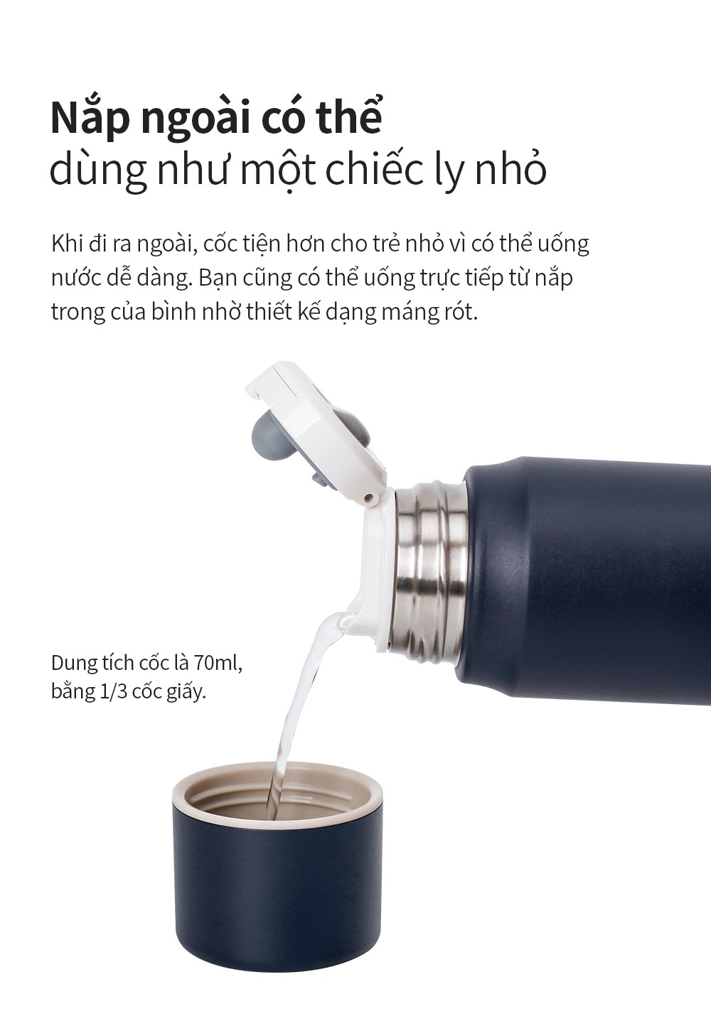 Bình giữ nhiệt Lock&Lock 505ml Maman Cup Vacuum Bottle Màu Xám LHC1487GRY - Hàng chính hãng, nắp dùng làm cốc nước uống - JoyMall