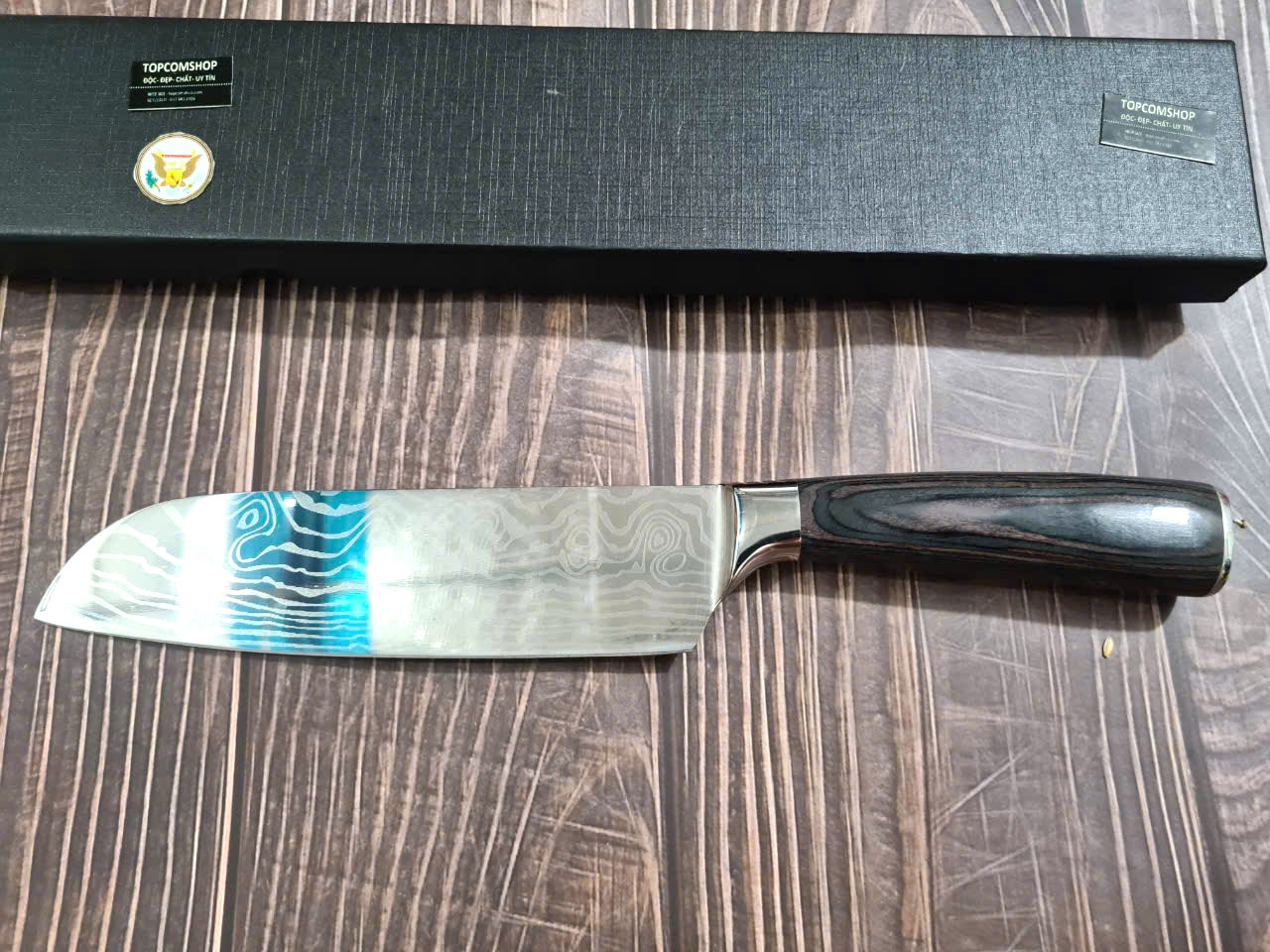 DAO - DAO BẾP NHẬT BẢN SANTOKU THÉP DAMASCUS MÃ A10 DT116 nt topcomshop vn