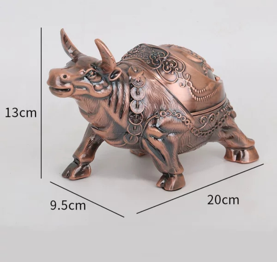 Gạt tàn hình trâu bằng hợp kim mới 4 màu tài lộc