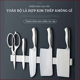 Giá để dao từ tính nhà bếp Giá để dao treo tường bằng inox sus 304 Nam châm Nam châm Giá để dao từ tính gắn tường Không cần đục lỗ