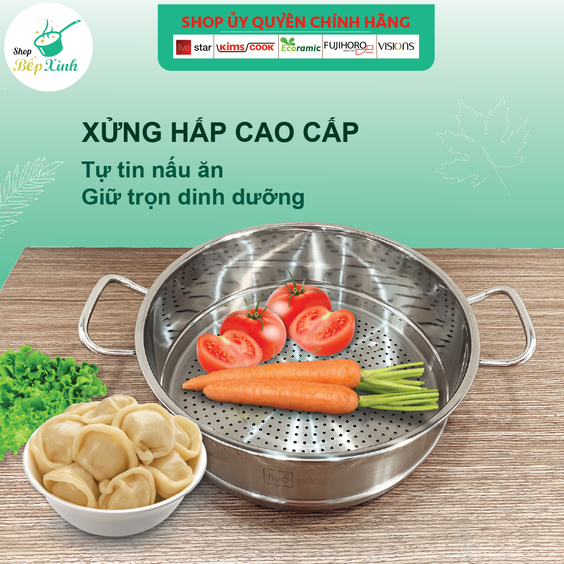 Xửng hấp cao cấp Fivestar standard không nắp tặng 1 muỗng canh ( 24cm / 26cm / 28cm / 30cm / 32cm )