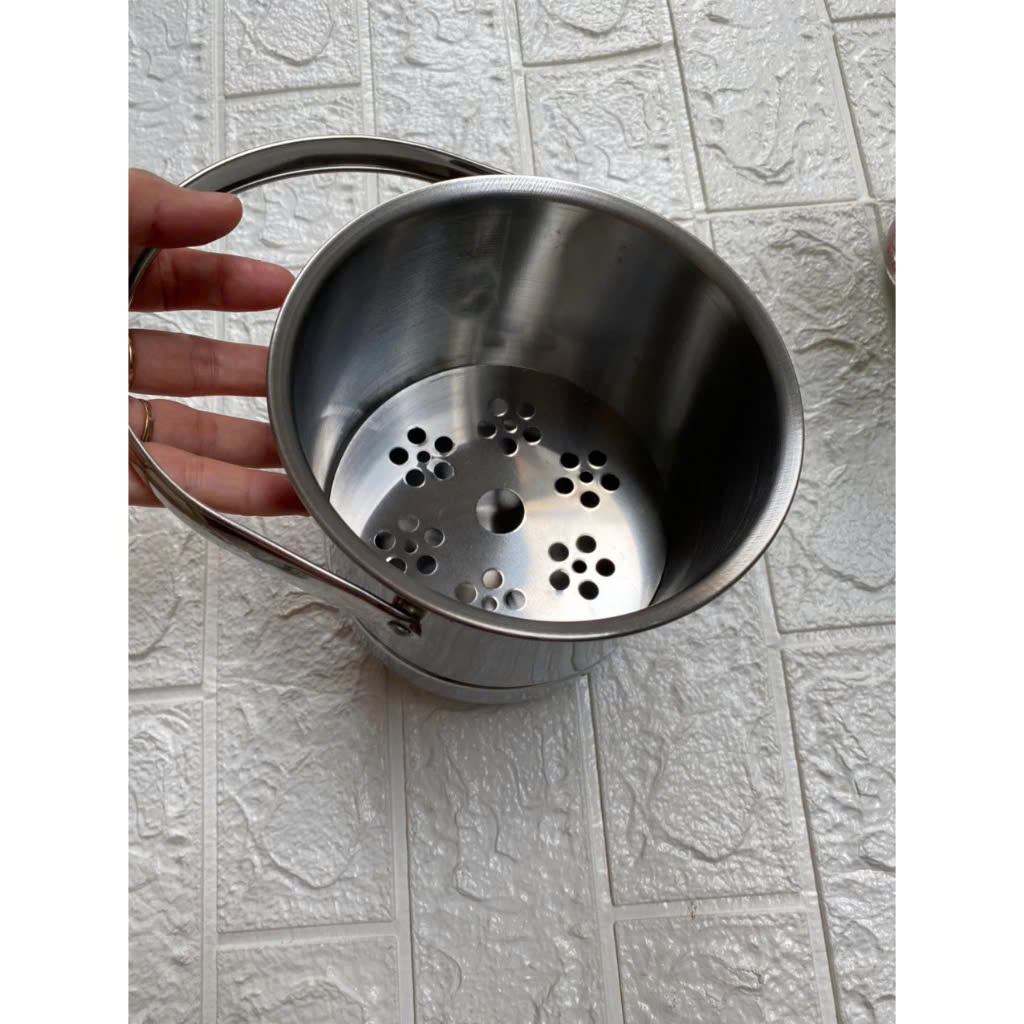 Xô đá Inox 1.5L 13cmx15cm Inox304 Decor | XÔ ĐÁ INOX CÓ QUAI