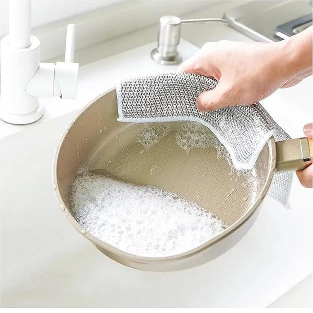 Set 10 Giẻ Lau Bếp Dây Kim Loại, Lau Máy Rửa Bát Vải Lau Lưới Đa Năng Chống Mài Mòn, Tấm Cọ Rửa Tiện Ích - Hàng CHinh Hãng MINIIN