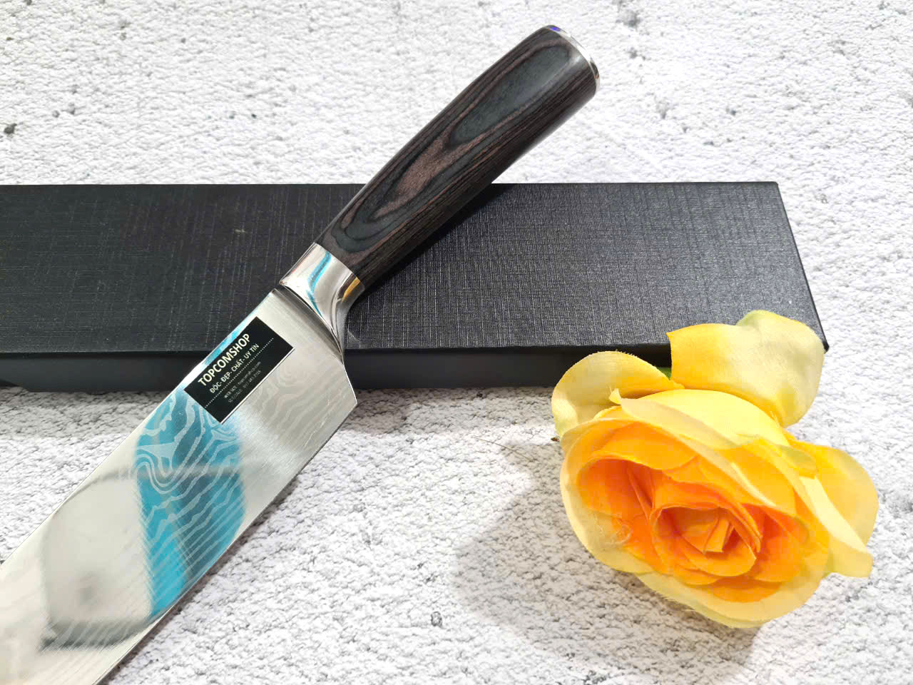 DAO - DAO BẾP NHẬT BẢN SANTOKU THÉP DAMASCUS MÃ A5 DT116 nt topcomshop vn