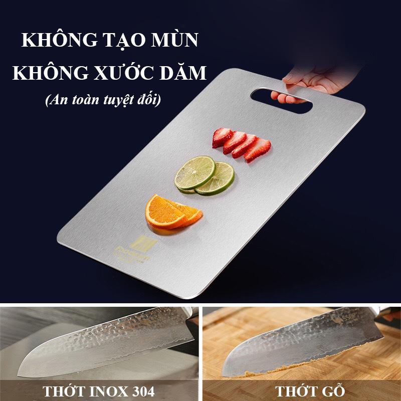 Thớt Inox 304 Cao Cấp KHông Gỉ- Size 33,5x23cm , Kháng Khuẩn, Chống Ẩm Mốc, Thớt Nhà Bếp- Hàng Loại 1. Chính Hãng