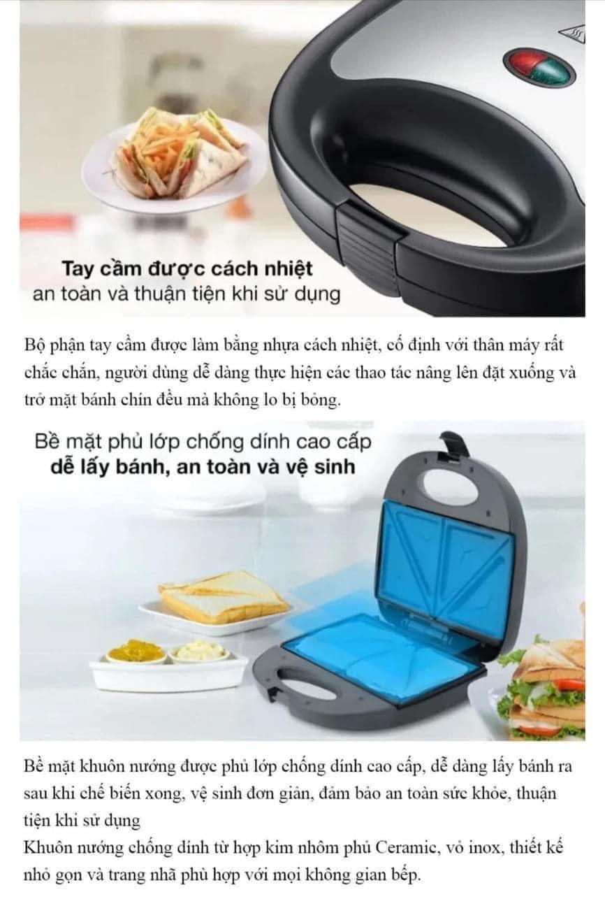 Máy kẹp nướng bánh mì sandwich SK550 Màu Đen nướng nhanh chín đều, chống dính tốt