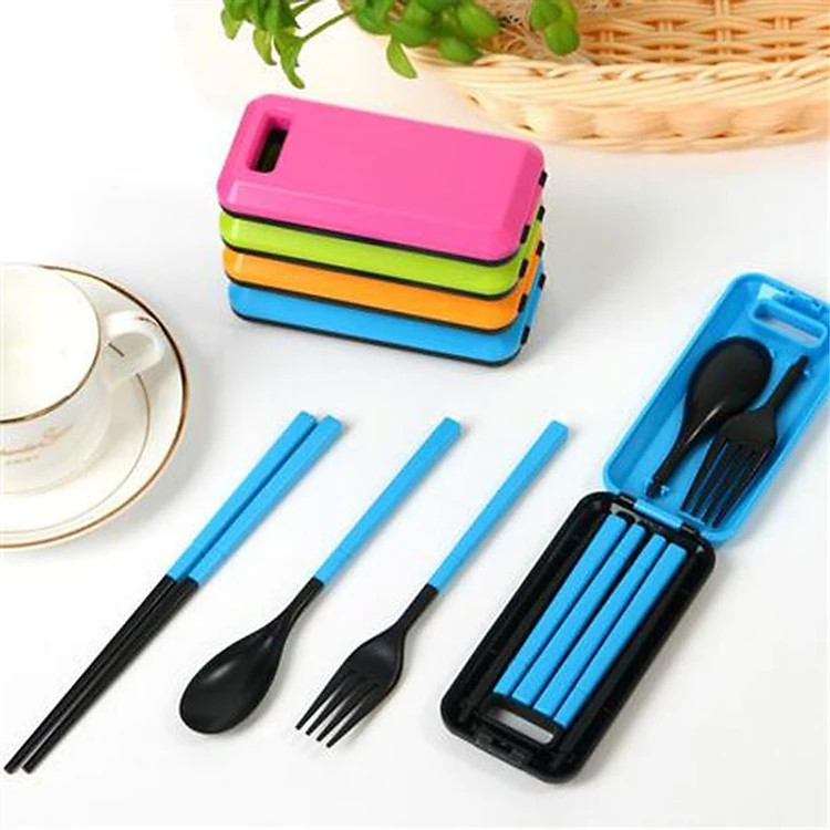 Bộ Đũa Muỗng Nỉa Gấp Gọn Văn Phòng Có Hộp Đựng - Hàng chính hãng (Giao màu ngẫu nhiên)
