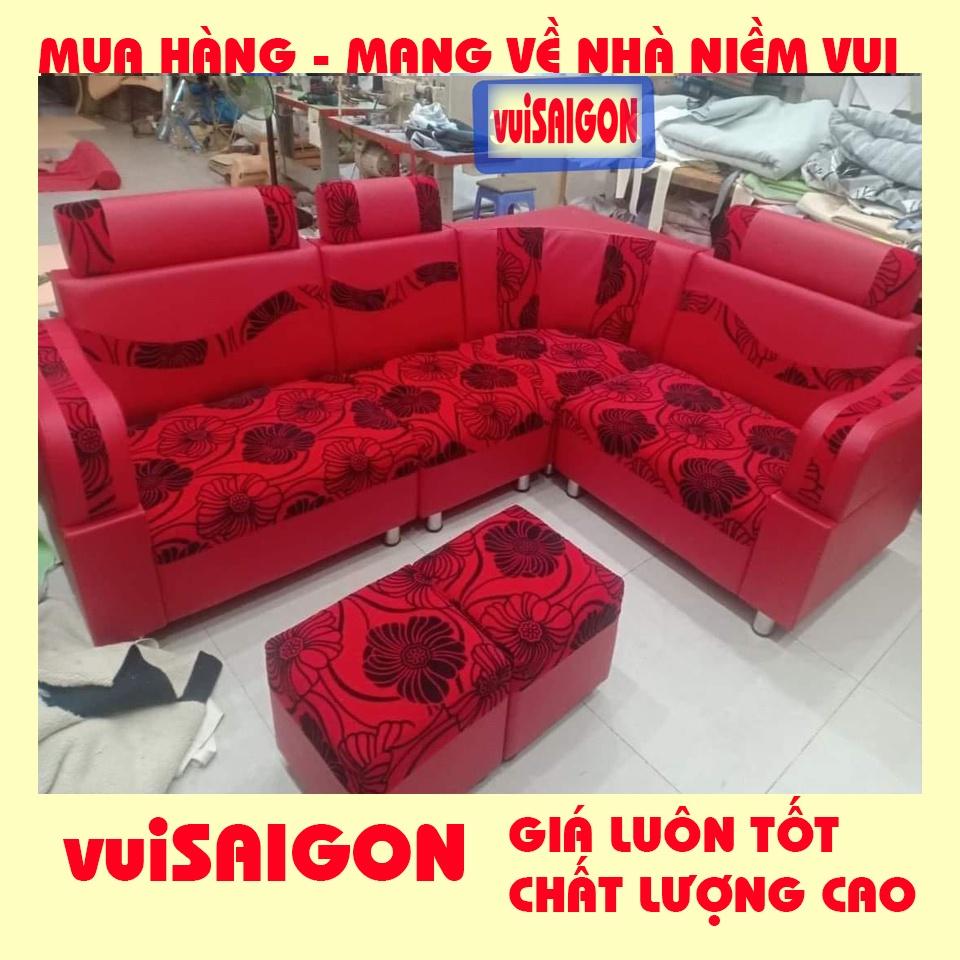 Ghế sopha nệm mút bền đẹp mẫu mã hiện đại tặng kèm 1 bàn kính và 2 ghế đôn xinh phù hợp mọi gia đình