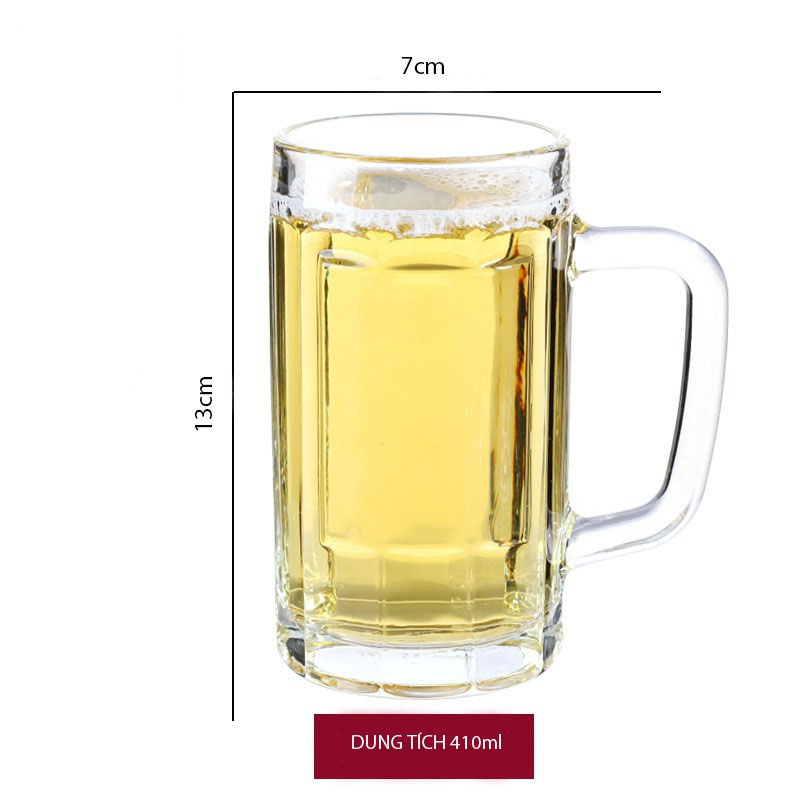 Combo 6 Ly Thủy Tinh Có Quai Cầm 380ml TOKDODO-ZB18 Chuyên Làm Ly Uống Bia