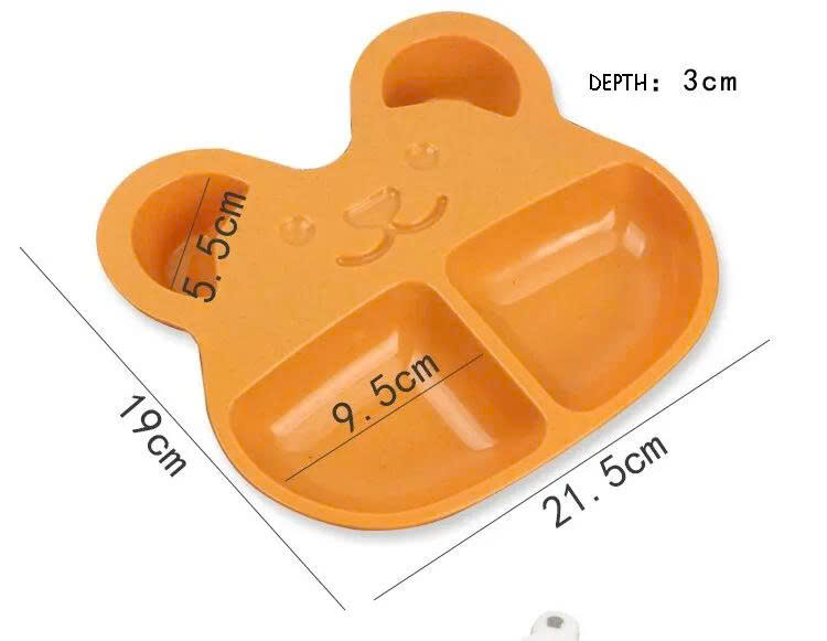 Bộ Khay Ăn Dặm Cho Bé 2 Ngăn Hình Gấu (kèm Muỗng, Nĩa) - hàng cao cấp