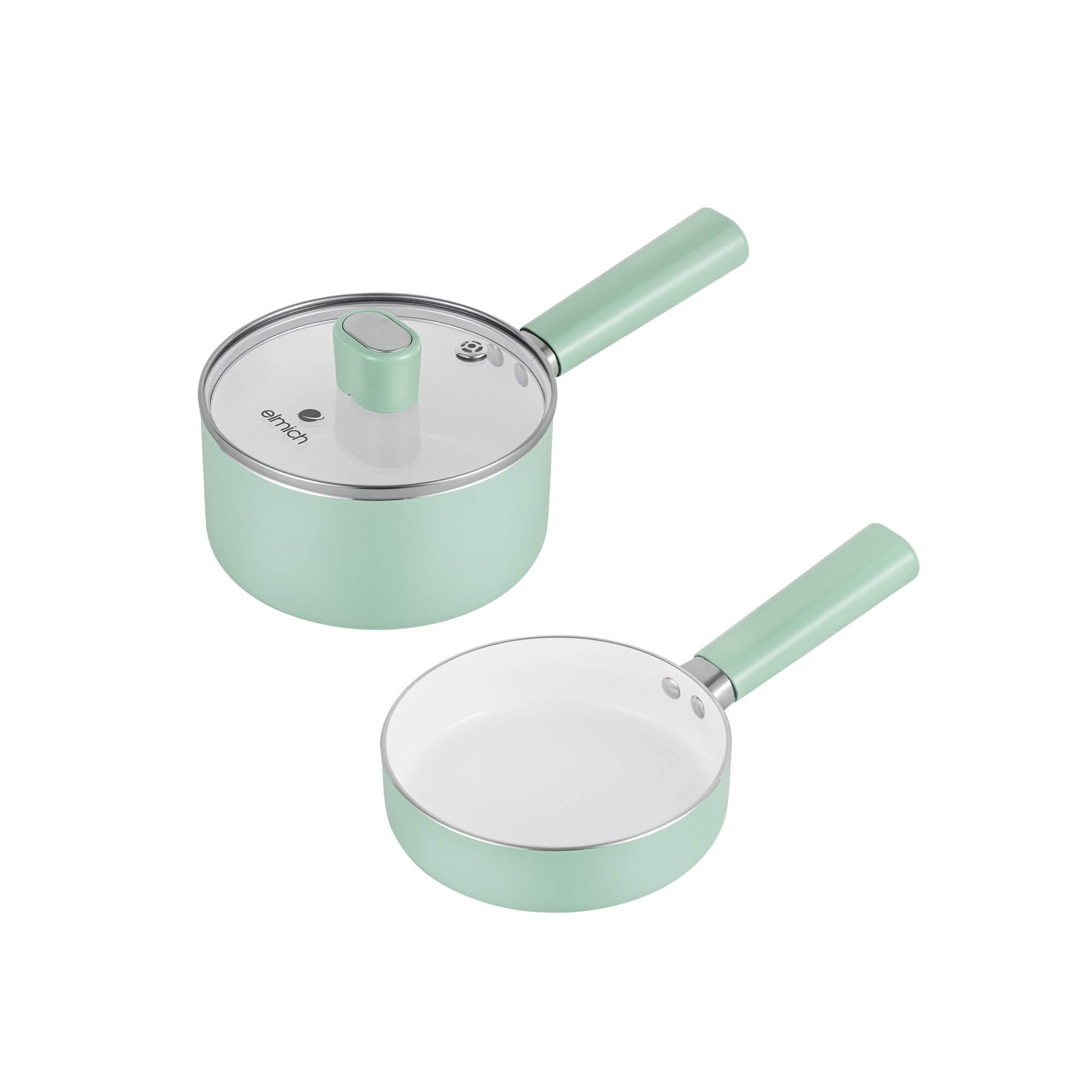 Bộ nồi chảo chống dính sứ Elmich Baby EL-1168, Hàng chính hãng, bắt từ nhanh, có thể dùng trong máy rửa bát - JoyMall