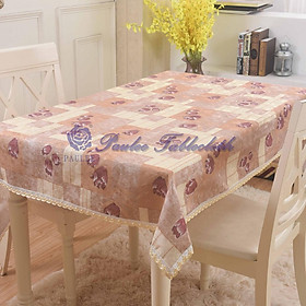 (Tặng 1 lót phần ăn 30x45 cm) Khăn Trải Bàn PAULEE - WB 603-001 hoa văn sang trọng, chất liệu vải Polyester