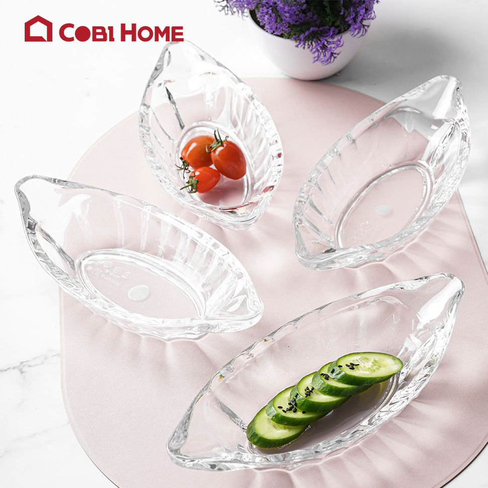 Đĩa nhựa JB đựng trái cây vân gợn sóng - Trong suốt - Cobihome