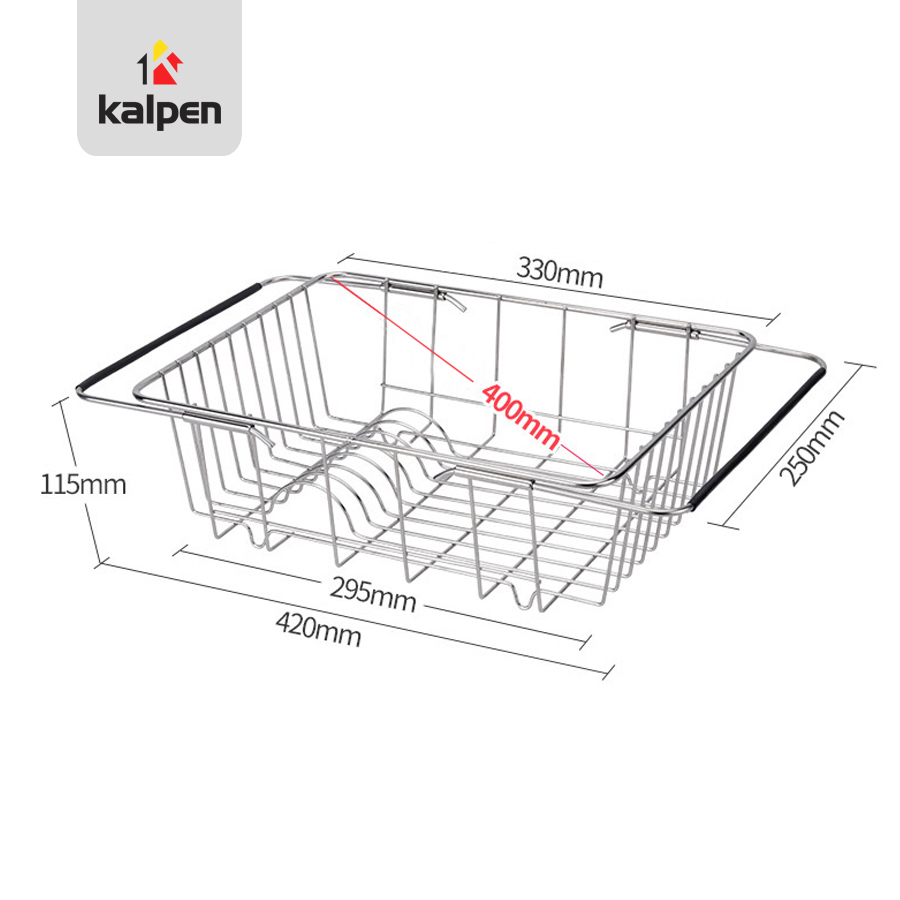 Rổ Gác Inox Trên Chậu Rửa Chén Thông Minh Có Thể Điều Chỉnh Kích Thước (Kalpen KBRK33) - Hàng Chính Hãng