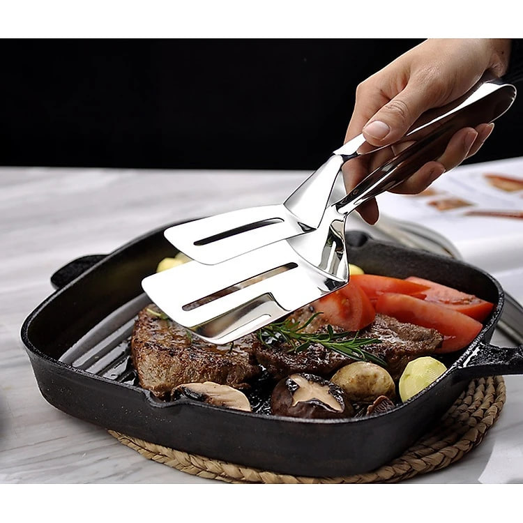Kẹp Gắp Thức Ăn, Dụng Cụ Kẹp Gắp Nóng Chiên Cá, Thịt Nướng Bằng INOX Cao Cấp An Toàn, Tiện Dụng Cao Cấp