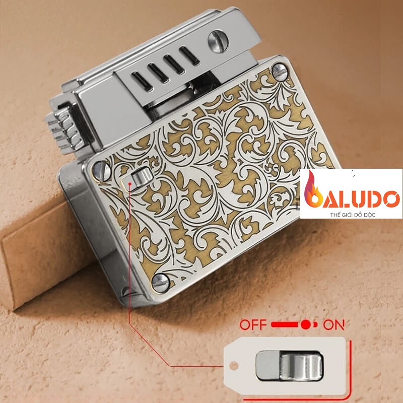 Vỏ hộp quẹt bật lửa xăng đá CF-707 có 2 đầu bấc đánh lửa, khóa chốt an toàn
