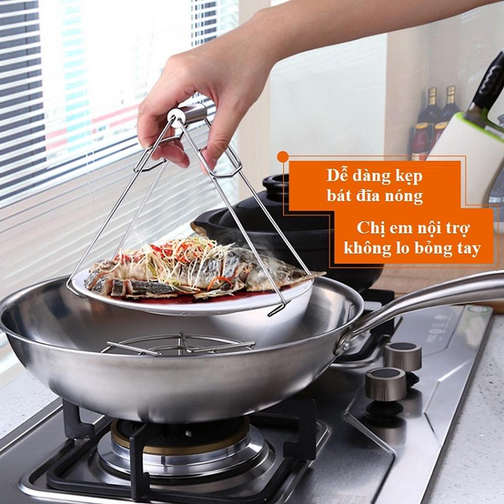 Bộ dụng cụ gắp đồ nóng trong nồi bằng kim loại siêu bền ( tặng kèm 3 móc dán )