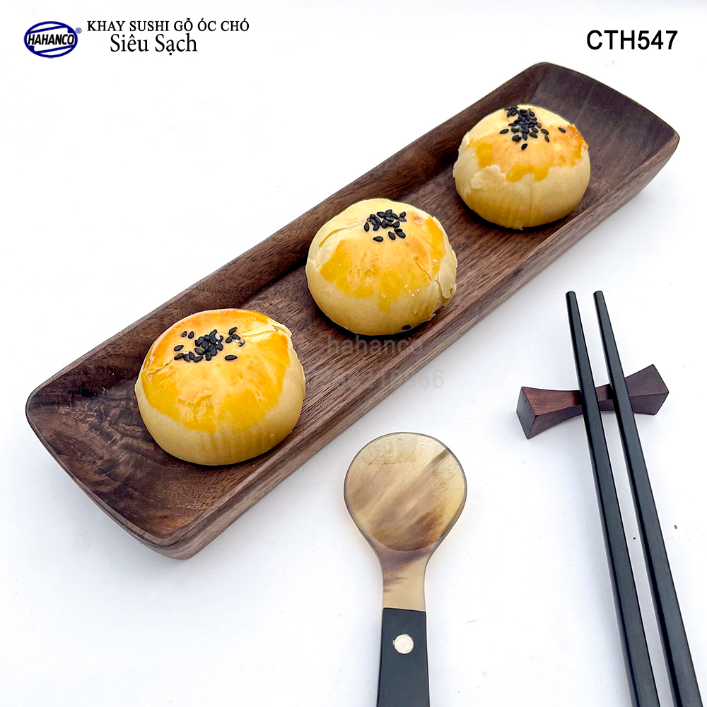 Khay Sushi gỗ Óc Chó nhập khẩu Mỹ nguyên khối - CTH547 - hàng Xuất Khẩu Nhật - đựng đồ ăn/trang trí - đĩa bánh mì/trái cây/bít tết/phụ kiện chụp ảnh, bày món ăn trong nhà hàng - Sang trọng trên bàn ăn
