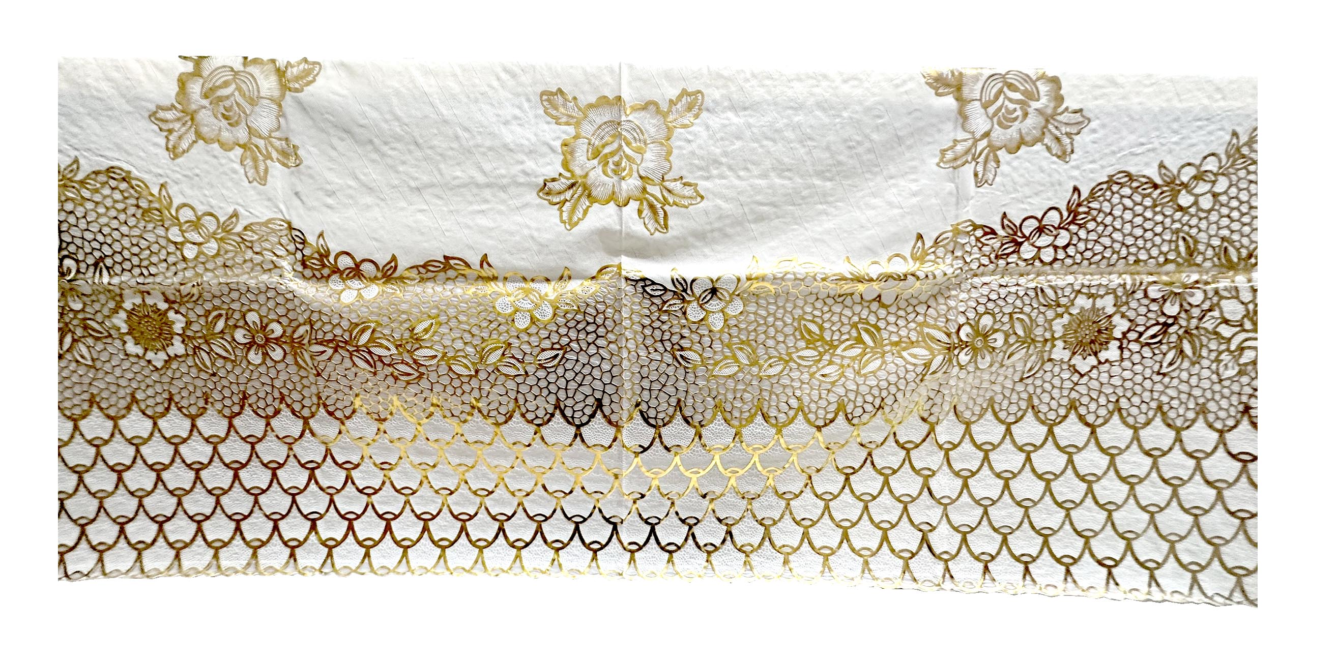 Khăn Trải Bàn WLG.751 (137x180 cm), hoa văn phủ nhũ vàng, nhựa PVC dẻo, không thấm nước, dễ vệ sinh