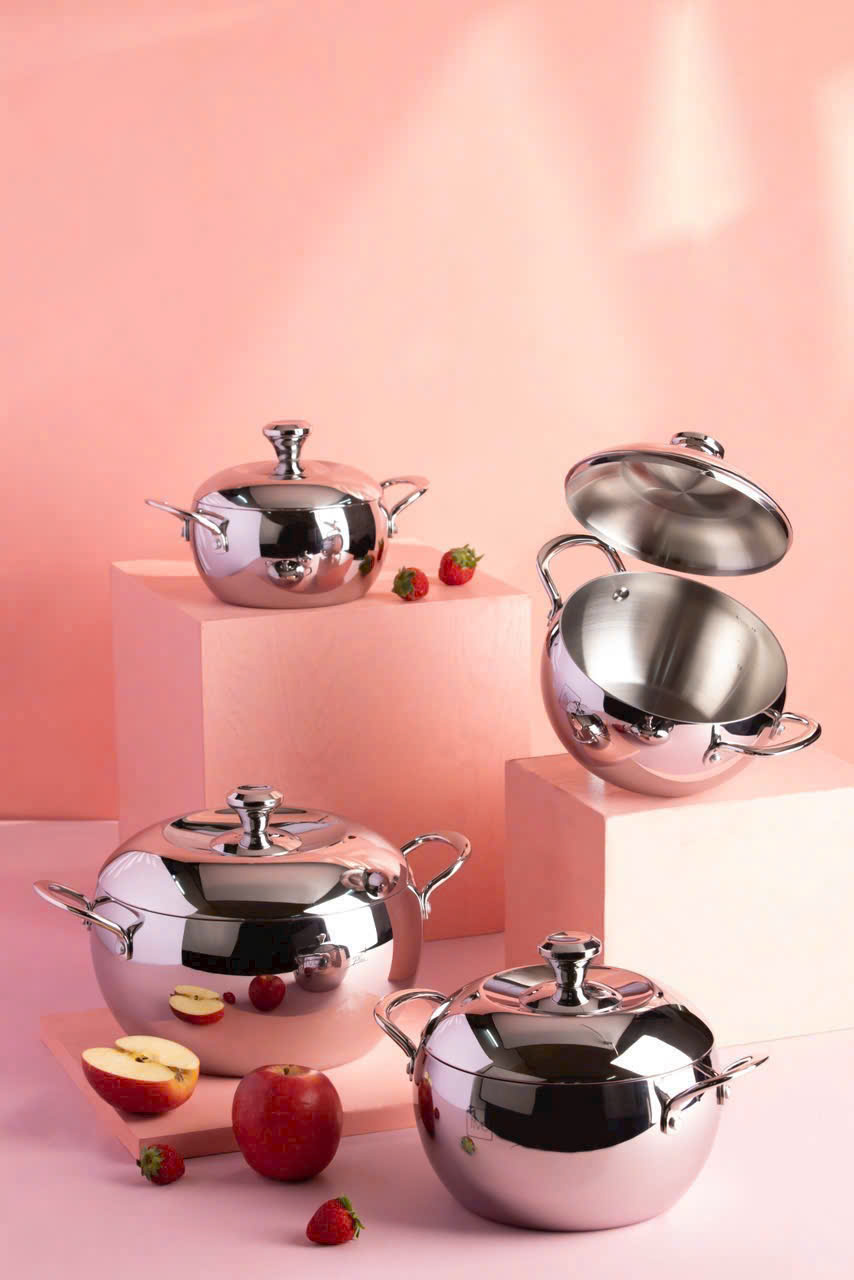 BỘ NỒI FIVESTAR INOX 304 LIỀN KHỐI, HÌNH TRÁI TÁO, 4 NỒI GỒM SIXE 16CM, 18CM, 20CM, 24CM, NẮP INOX; DÙNG ĐƯỢC TRÊN MỌI LOẠI BẾP KỂ CẢ BẾP TỪ.