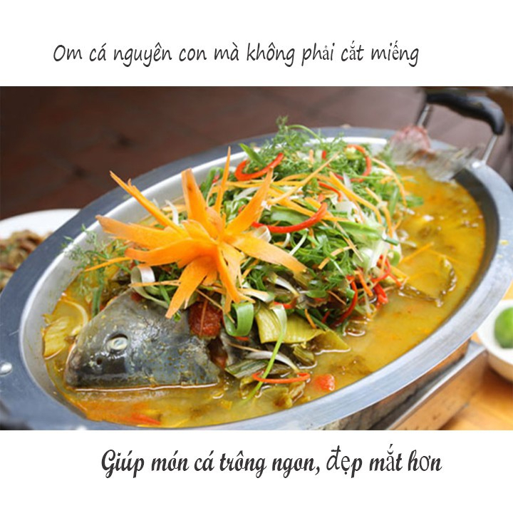 Khay Lẩu Cá Chép Om Dưa Cả Con, Có Vỉ Đáy Chống Cháy Sát, Inox Đun Trên Mọi Loại Bếp Hàng Chính Hãng