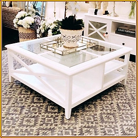 Bàn trà vuông Juno Sofa mặt kính 100 x 100 x 45 cm 