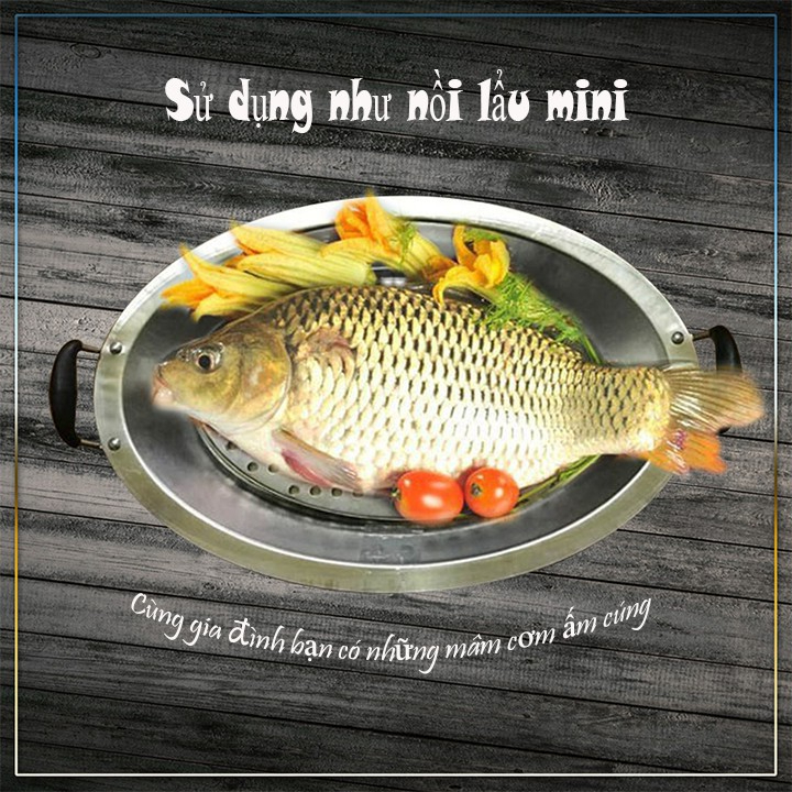 Khay Lẩu Cá Chép Om Dưa Cả Con, Có Vỉ Đáy Chống Cháy Sát, Inox Đun Trên Mọi Loại Bếp Hàng Chính Hãng