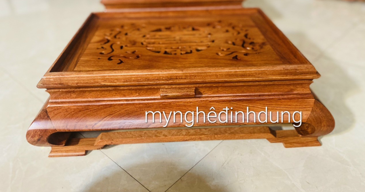 Khay trà chè cung đình để bộ ấm chén bằng gỗ hương kt 26x36x12cm